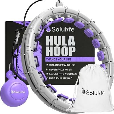Solulife Nieuwe hoelahoep fitness voor sport thuis – eenvoudig te bedienen fitnessband met verstelbare maat voor volwassenen, kinderen en beginners – Houla Hop comfortabel en stil, roze