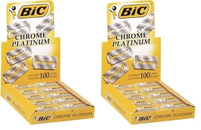 BIC Chrome Platinum Double Edge Safety Razor Disposable Single Blades (200 Pack)