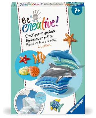 Ravensburger - Be Creative Midi: Creazioni in Gesso Delfini, Gioco Creativo Fai-da-te, Lavoretti Creativi, Modella e Dipingi in Gesso, Idea Regalo Bambino e Bambina 7+ Anni