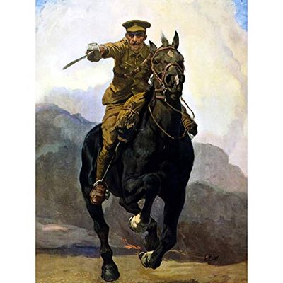 Forward Victory Cavalry Soldier WWI War Advert Large Print Poster Wall Art Decor Picture