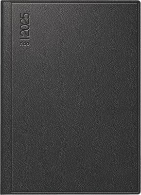 rido/idé Agenda de poche modèle Technik III (2025), 1 page = 1 jour, A6, 384 pages, couverture en cuir nappa provence, noir