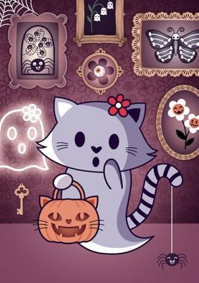 Cute & Spooky Halloween Notebook: Lined Journal with a Cute Cat Ghost Theme