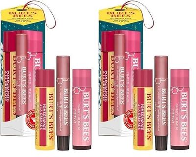 Burt's Bees para la mujer | Set de regalo para cuidado de labios con bálsamo labial de granada, tinte de hibisco y brillo labial de peonía | Mistletoe Kiss (Paquete de 2)