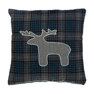 Premier Housewares Heritage Stag Cushion - Blue