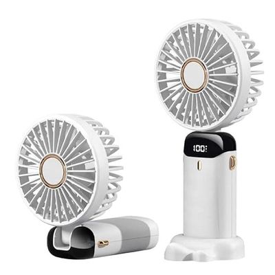 Rawrr Mini ventilateur portable 10 000 mA - Pliable - Réglable - 5 vitesses - Rechargeable par USB - Convient pour l'intérieur et l'extérieur - Blanc