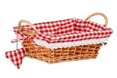 Premier Housewares 1901050 Cestino in Salice Rettangolo per Il Pane con Fodera a Quadretti Rosso