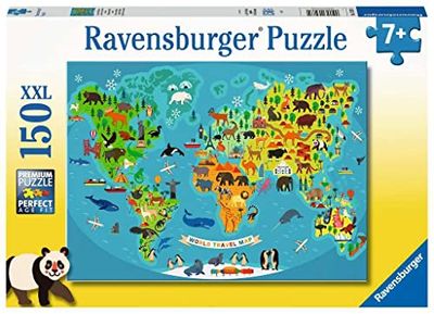 Ravensburger Animal World Map 150 Piece Jigsaw Puzzle for Kids Age 7 Years Up