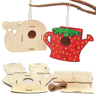 Baker Ross Maisons Oiseaux en Bois en forme d'Escargot et d'Arrosoir - Lot de 2, Activites Manuelles pour Enfants (FC829)