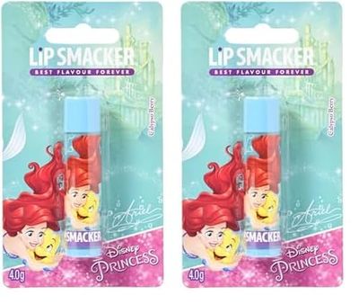 Lip Smacker - Disney Princess Collection - Burrocacao per Bambini - Lip Smacker Disney Ariel Balsamo Labbra Singolo - Gusto Frutti di Bosco (Confezione da 2)
