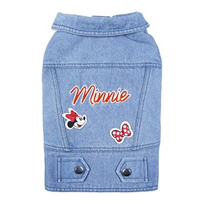 Cerdá - For Fan Pets hondenjas van jeansstof van 65% katoen en 35% polyester, klittenbandsluiting en bedrukt met je favoriete figuur van Minnie. Officieel Disney-gelicentieerd product