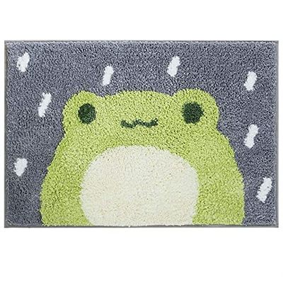 Ankah Tapis de Bain Mignon à Poils Longs très Absorbant et antidérapant, Lavable en Machine, pour Baignoire, Douche et Salle de Bain, 45,7 x 66 cm, Petite Grenouille