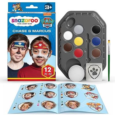 Snazaroo Kit de Maquillage Pour Enfants La Pat' Patrouille Chase et Marshall - 8 Couleurs, 1 Stencil, 1 Pinceau, 1 Éponge, 1 Guide, Maquillage à Base D'eau, Peinture Pour le Visage, Paw Patrol