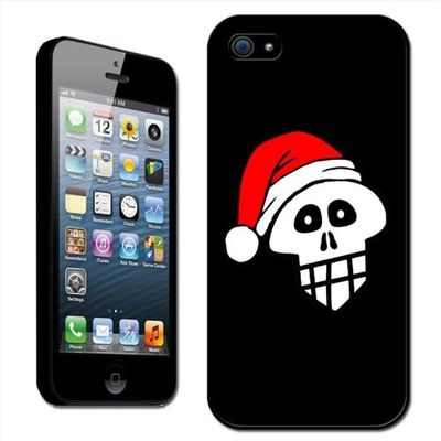 Fancy A Snuggle harde case voor Apple iPhone 5 (opsteekbaar, voor de achterzijde), doodskop met kerstmuts