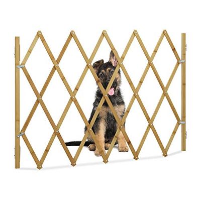 Relaxdays uitschuifbaar hondenhek bamboe, veiligheidshekje voor deur en trap, tot 116,5 cm uittrekbaar, 82,5 cm, natuur