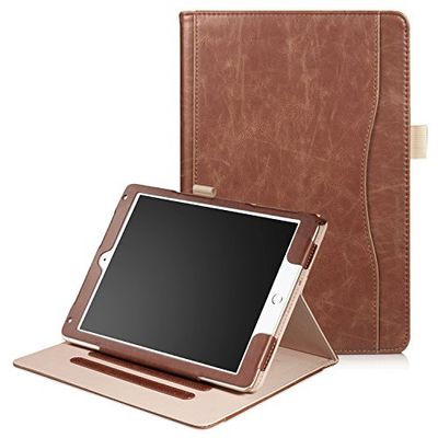 Dasaja Cuero Caso Cubrir con 3 Cargo Stand para iPad Air 1/Air 2/9.7 (2017)/9.7 (2018)/9.7 (2018), Marrón