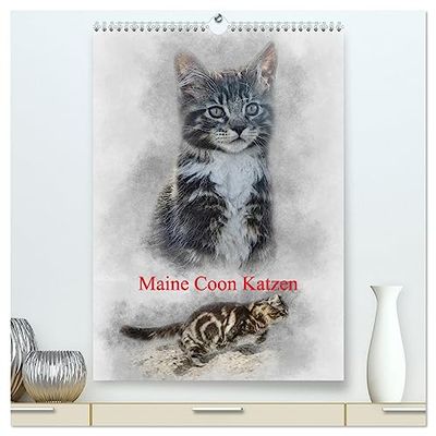 Maine Coon Katzen (hochwertiger Premium Wandkalender 2025 DIN A2 hoch), Kunstdruck in Hochglanz: Eine der größten Katzen der Welt: Maine-Coon