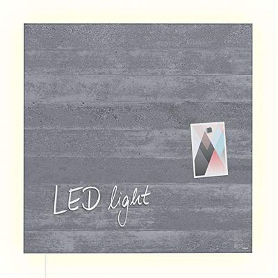 SIGEL GL403 Lavagna magnetica in vetro premium, superficie lucida, 48 x 48 cm, con LED, montaggio facile, grigio, Artverum