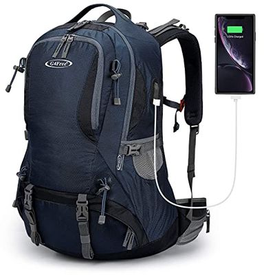 G4Free Mochila de senderismo impermeable de 50 litros con cubierta de lluvia, mochila de montañismo, viajes, camping, senderismo, deportes al aire libre, para hombres y mujeres, azul oscuro, 50 L,