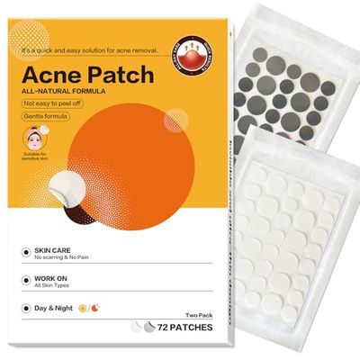 TagoZ 72 x Acne Button Patches, Waterproof and invisible, purifying and cleansing, fade acne marks, day and night, 2 sizes (10/12 mm)