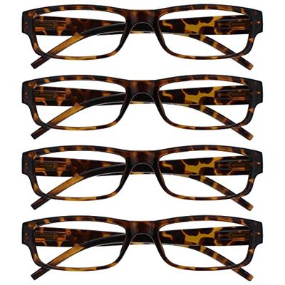 The Reading Glasses Company Brown Tortoiseshell Lightweight Comfortable Readers Value 4 Pack Designer Style Mens Womens UVR4PK032BR +1.00