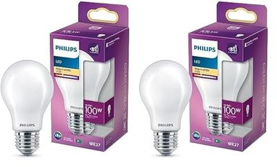 Philips LED Lampadina Goccia, Equivalente a 100W, Attacco E27, Luce Bianca Calda, Luce Bianca Calda, Non Dimmerabile (Confezione da 2)