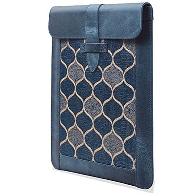 Londo OTTO473 iPad Pro 11 Inch Case - Genuine Top Grain Leather Case with Woven Garment Design for iPad Pro (2018-2020)/iPad Air (2020)/ iPad 2021 - Compatible with All 11 Inch Android Tablets - Blue