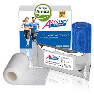 Aktimed Sport - Pansement rafraîchissant en étain - Avec extraits végétaux - Doux pour la peau - 2 pièces : bandage rafraîchissant de soutien et de soulagement - Blanc - Sans latex - 8 cm x 5 m