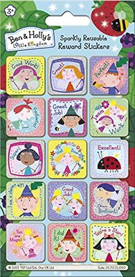 Paper Projects 01.70.12.050 Ben and Holly's Little Kingdom Sparkly Reward Stickers | Official Licensed Product | Reusable on Non-Porous Surfaces, 19.5cm x 9.5cm