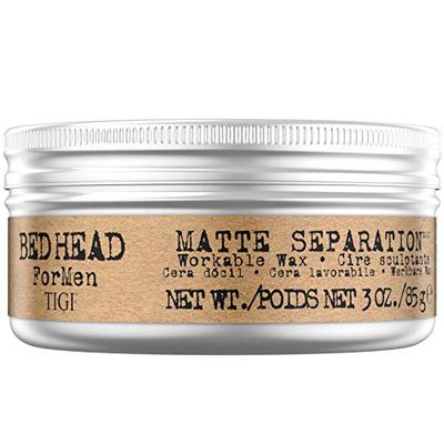 Bed Head For Men by TIGI - Matte Separation Workable Wax - Professional Firm Hold Hair Wax - Hair Styling Product Formulated With Beeswax - For Short to Medium Hair - 85g