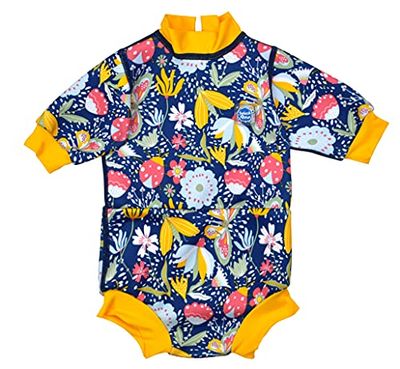 Splash About Happy Nappy Baby wetsuit met herbruikbare zwemluier, Garden Delight, 3-8 Maanden