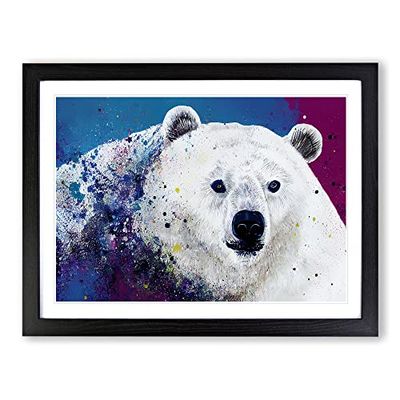Polar Bear Splash Vol.2 Abstract H1022 Framed Print for Living Room Bedroom Home Office Décor, Wall Art Picture Ready to Hang, Black A4 Frame (34 x 25 cm)