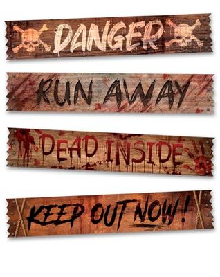 FIESTAS GUIRCA | 4 raamafbeeldingen (70 x 13 cm) – decoratie voor muur, deur en raam voor Halloween en horrorfeestjes – ideaal voor feesten en griezelige evenementen – meerkleurig