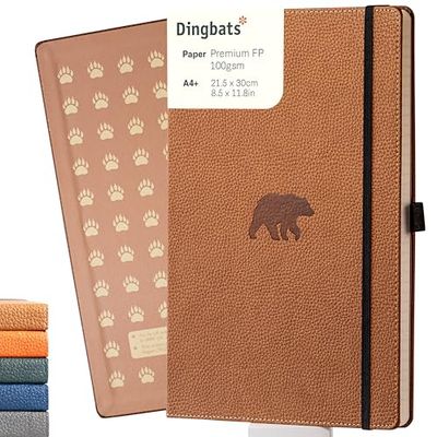 Dingbats* - Wildlife Lined Extra Large A4 Notebook - PU Leather Hardcover Journal for Work, Writing - Pocket, Elastic Closure, Pen Holder, Bookmark