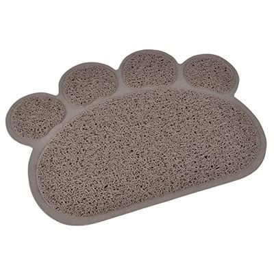 LOVE STORY Tapis Repas/litière Forme Patte 40x30cm Taupe