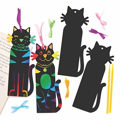 Baker Ross Marcapáginas Gato Arte Para Rascar AT798 (paquete de 10) para proyectos de arte y manualidades para niños, surtidos