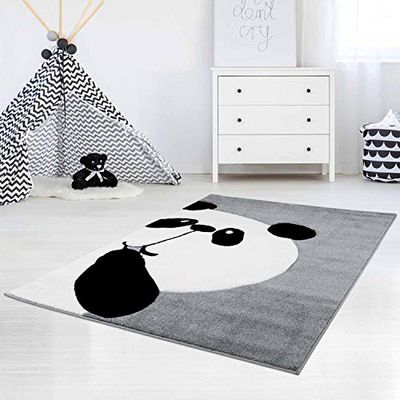 carpet city Alfombra Infantil con diseño de Oso Panda, Gris, 140 x 200 cm, diseño de Animales, para niños y niñas