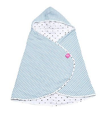 Babybadhanddoek Öko-Tex Standard 100 van katoenmousseline capuchonhanddoek 65x130cm - palissades blauw