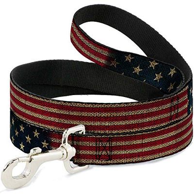 Buckle-Down Pet Lijn - Vintage US Vlag Stretch - 6 Voet Lang - 1" Breed