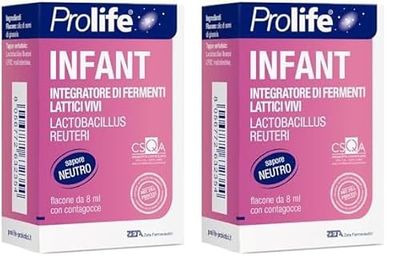 Prolife - Infant, Integratore per Bambini 0-24 Mesi con Lactobacillus Reuteri, 100 Milioni di Fermenti per Dose, 30 Dosi, Migliora la Digestione, Senza Zuccheri, 8 ml (Confezione da 2)