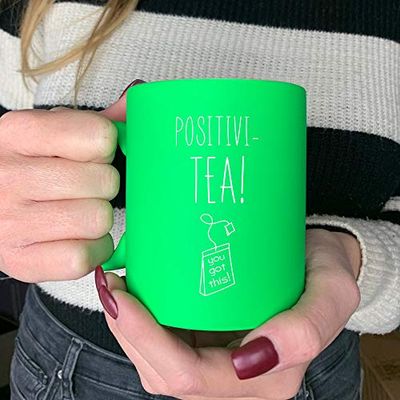 eBuyGB 310ml Ceramic Cup Neon Positivi-Tea Coffee Mug, You Got, Green