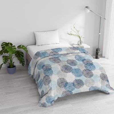 Italian Bed Linen BASIC Padded and Printed Winter Quilt, Blue Showerheads, Single 160 x 245 cm