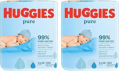Huggies Pure, Baby Wipes, 8 Packs (224 Wipes Total) - Natural Wet Wipes for Sensitive Skin - 99 Percent Pure Water - Fragrance Free to Clean and Protect