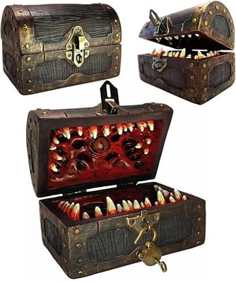Galdor's Guild Mimic Chest Boîte de rangement pour dés | Serrure et clé gratuites | Compatible avec les joueurs de Donjons et Dragons, Dungeon Master/DM RPG Gaming | Support Vault | Peut contenir 6