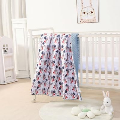 Couverture Bébé Et Enfant en Minky Douce Et Coton Oeko Tex pour Lit Bebe - 100x135 Cm - Couverture Enfant Maternelle pour Sieste - Plaid Bebe - Cadeau Naissance Fille Ou Garçon - Couette Bébé Hiver