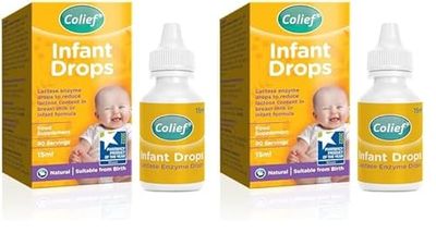 Colief Infant Drops | Lactase Enzyme Drops | Natural Colic Relief for Babies | Reduces Bloating, Wind and Crying | (15ml) (Pack of 2)