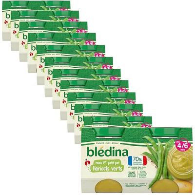 Blédina - Mon 1er Petit Pot bébé - Purée d'Haricots Verts - 70% d'ingrédients Français - De 4 à 6 mois - 24 pots de 130g