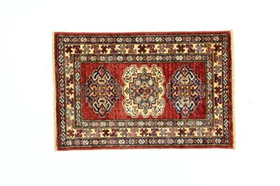 Eden Carpets Kazak Super Alfombra Anudada a Mano, Lana, Multicolor, 59 x 89 cm