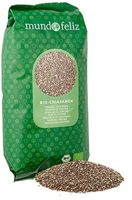 Mundo Feliz - 4 paquets de graines de chia bio, 500 g (L'emballage peut varier)