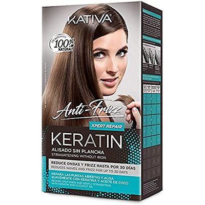 KATIVA Keratin Antifrizz Alisado Sin Plancha Repara Puntas 30 Slides, Fair, Pack of 1