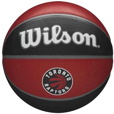 Wilson Pallone da Basket NBA TEAM TRIBUTE BSKT, Utilizzo Outdoor, Gomma, Misura 7, Rosso/Nero (Toronto Raptors)